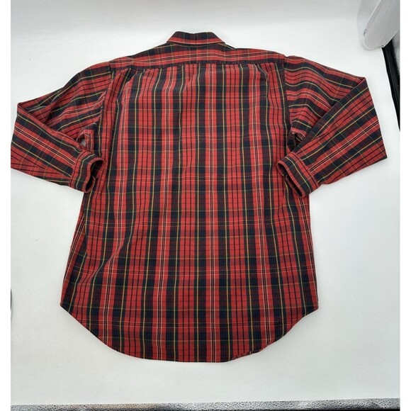 VTG‎ Polo Ralph Lauren red black plaid Cotton heavy  cotton shirt Mens Large - Picture 3 of 11